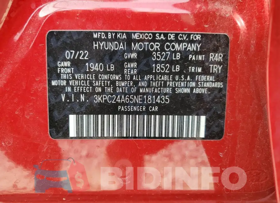 3KPC24A65NE181435 Photo# 13