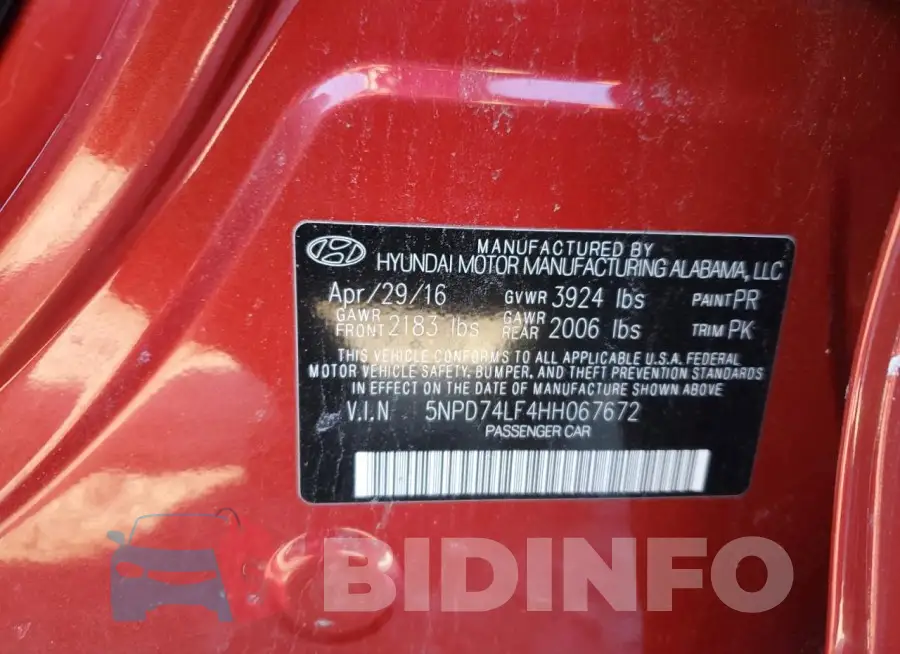 5NPD74LF4HH067672 Photo# 12
