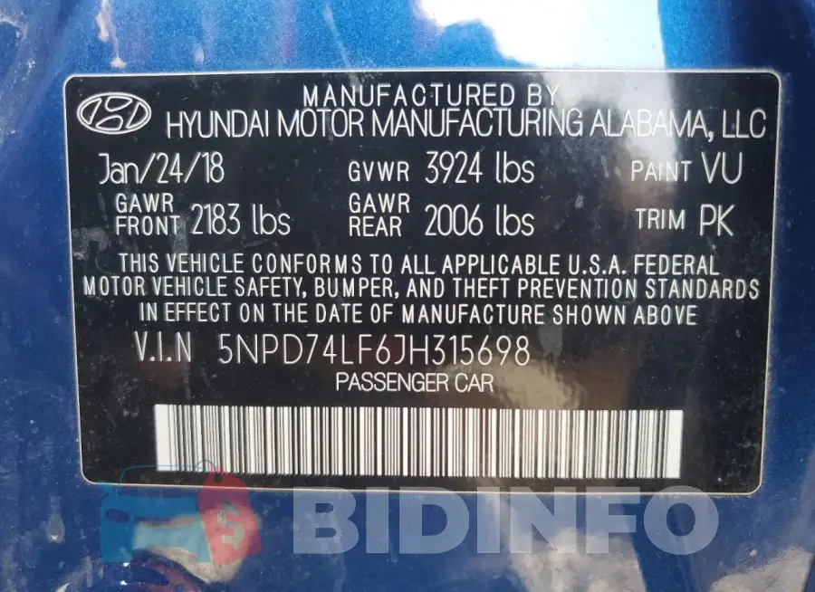 5NPD74LF6JH315698 Photo# 12
