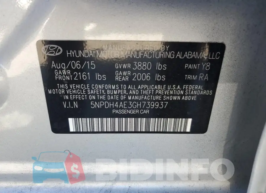 5NPDH4AE3GH739937 Photo# 12
