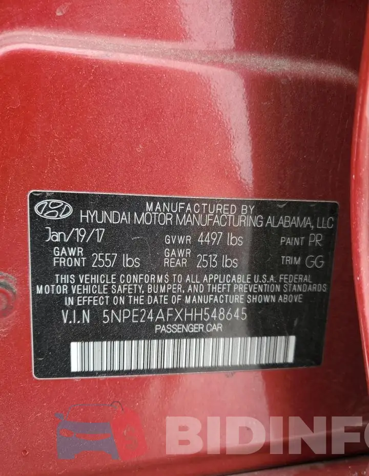 5NPE24AFXHH548645 Photo# 12
