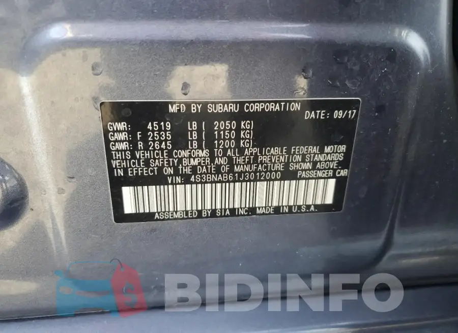 4S3BNAB61J3012000 Photo# 12