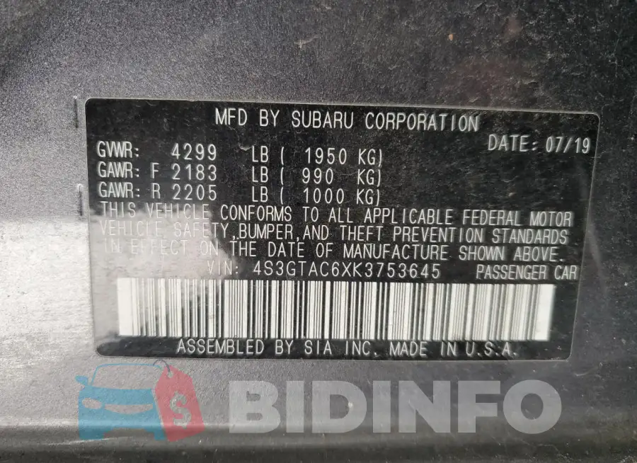 4S3GTAC6XK3753645 Photo# 12