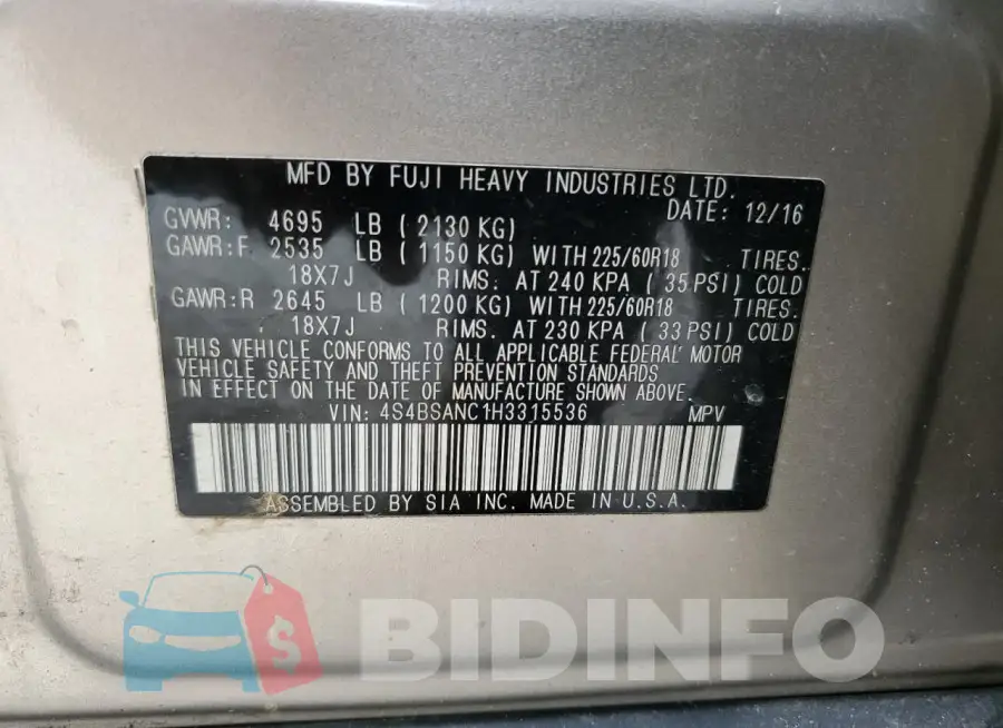 4S4BSANC1H3315536 Photo# 13