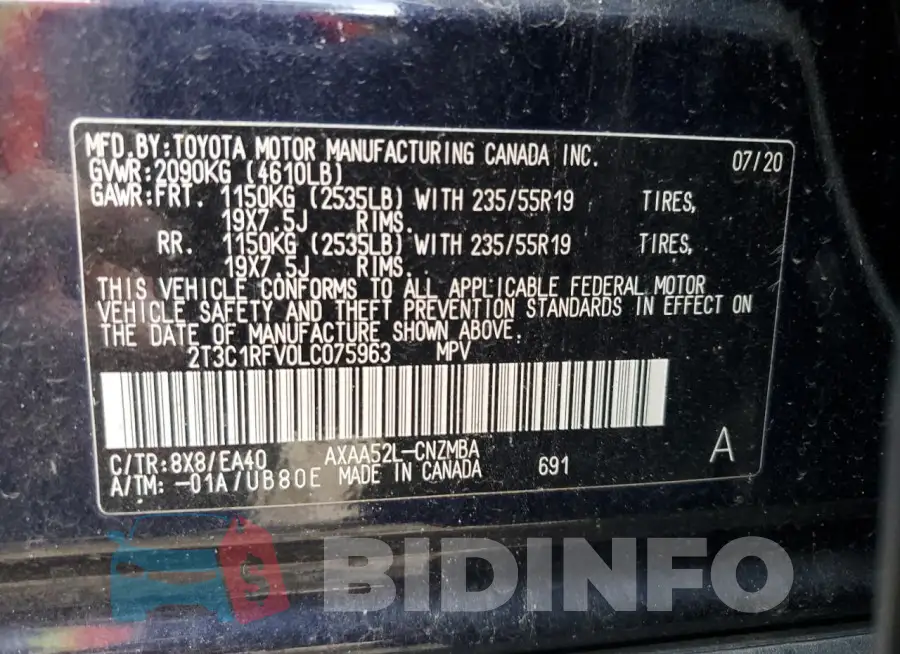 2T3C1RFV0LC075963 Photo# 13