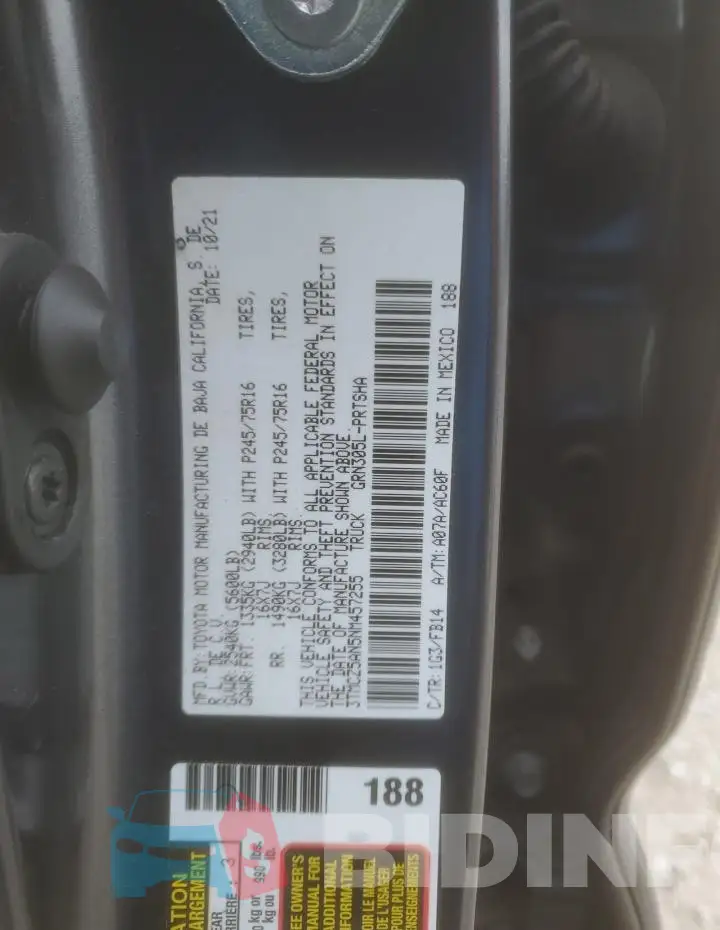 3TMCZ5AN5NM457255 Photo# 12