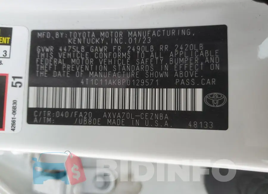 4T1C11AK8PU129571 Photo# 13