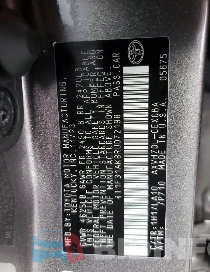 4T1F31AK8RU072198 Photo# 12