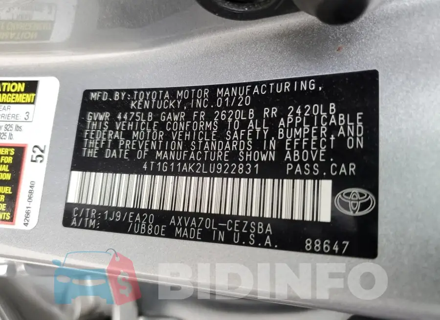 4T1G11AK2LU922831 Photo# 12