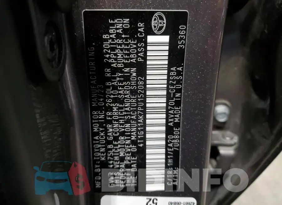 4T1G11AK7PU152082 Photo# 12