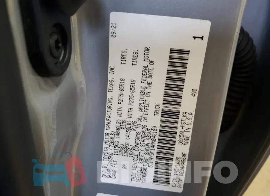 5TFHY5F14MX042189 Photo# 12