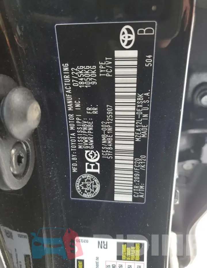 5YFB4MBE1NP125907 Photo# 12