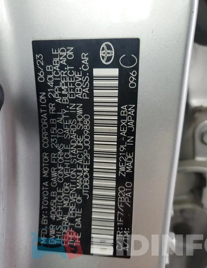 JTDBCMFE2PJ009880 Photo# 12