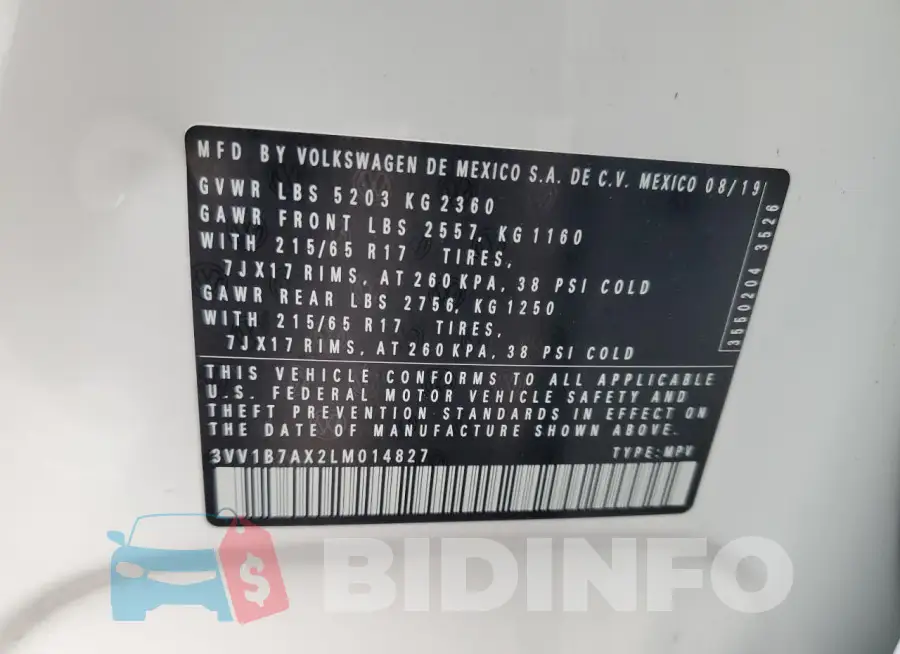 3VV1B7AX2LM014827 Photo# 13