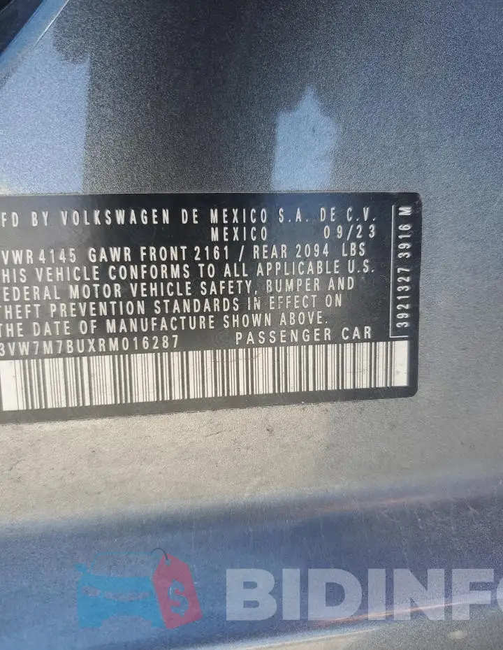 3VW7M7BUXRM016287 Photo# 12