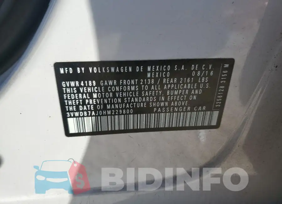 3VWDB7AJ0HM229800 Photo# 12