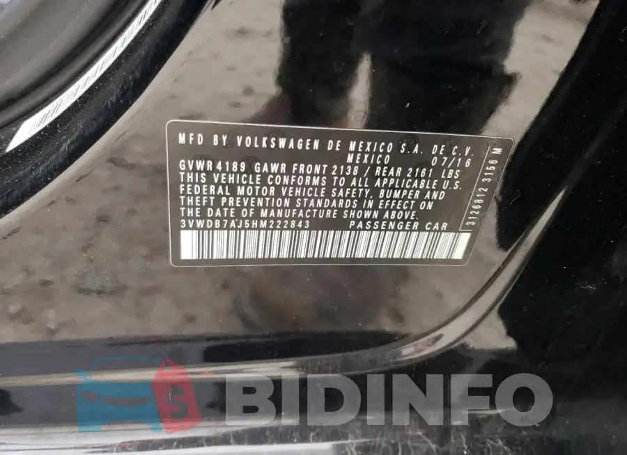 3VWDB7AJ5HM222843 Photo# 12