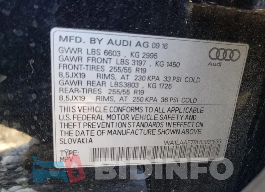 WA1LAAF78HD031533 Photo# 13