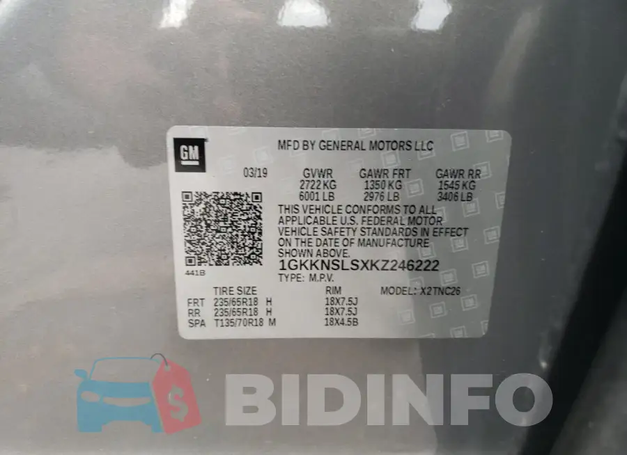 1GKKNSLSXKZ246222 Photo# 14