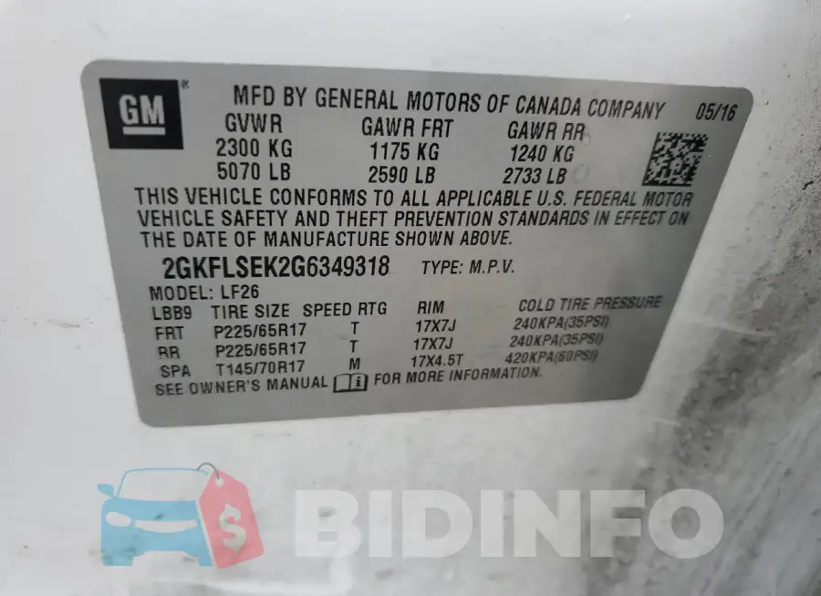 2GKFLSEK2G6349318 Photo# 13