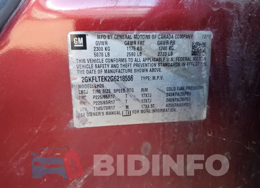 2GKFLTEK2G6218556 Photo# 13