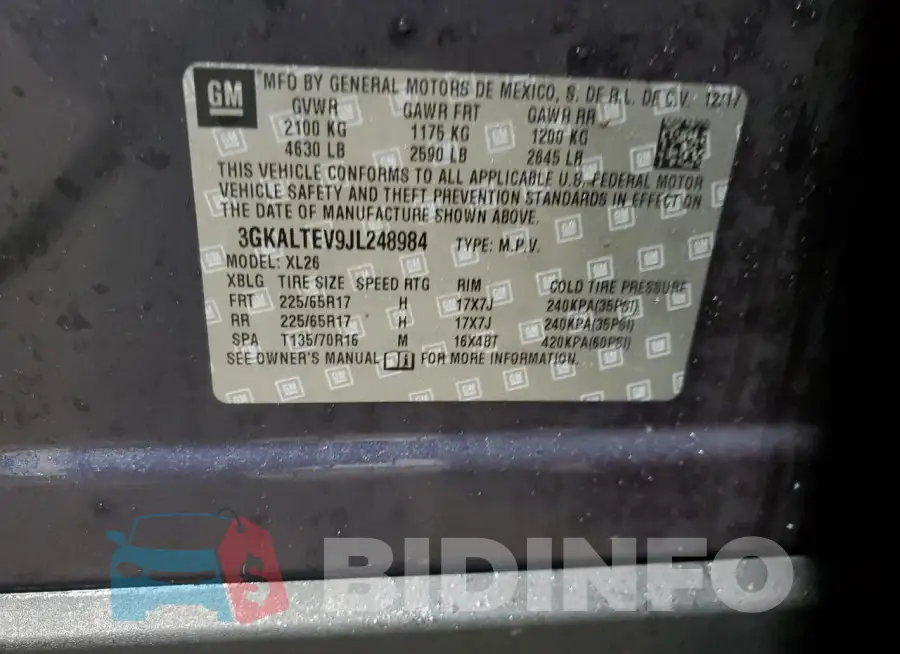 3GKALTEV9JL248984 Photo# 13