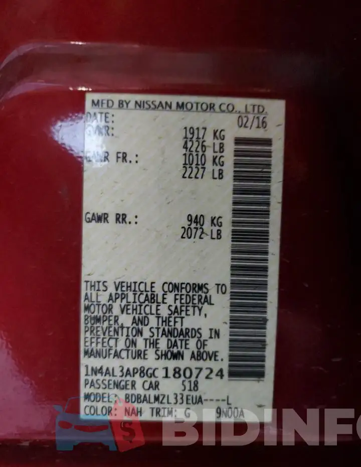 1N4AL3AP8GC180724 Photo# 12