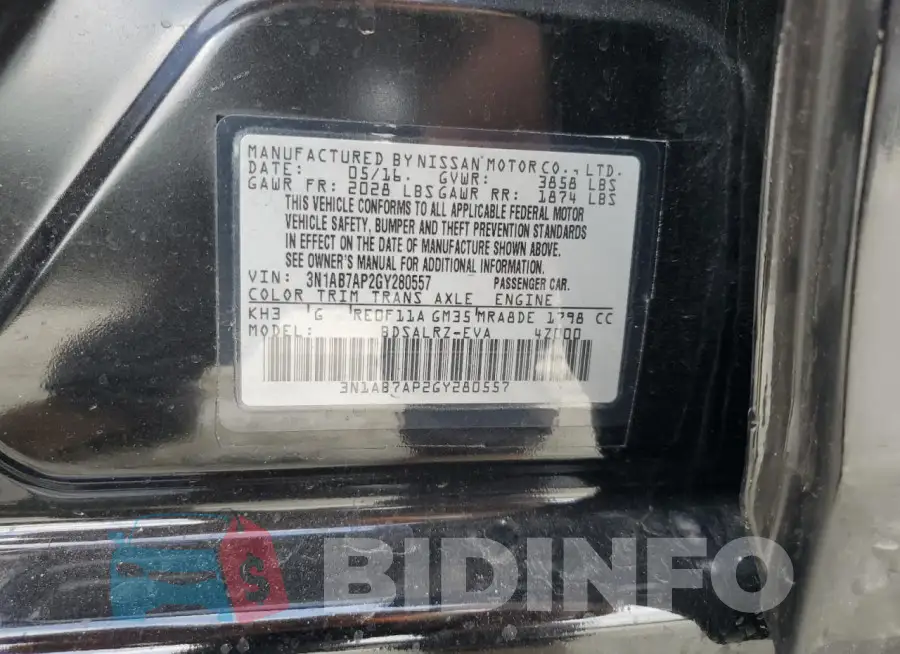3N1AB7AP2GY280557 Photo# 13