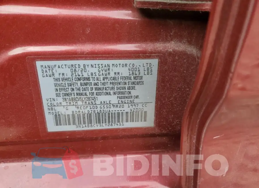3N1AB8CV5LY287451 Photo# 12