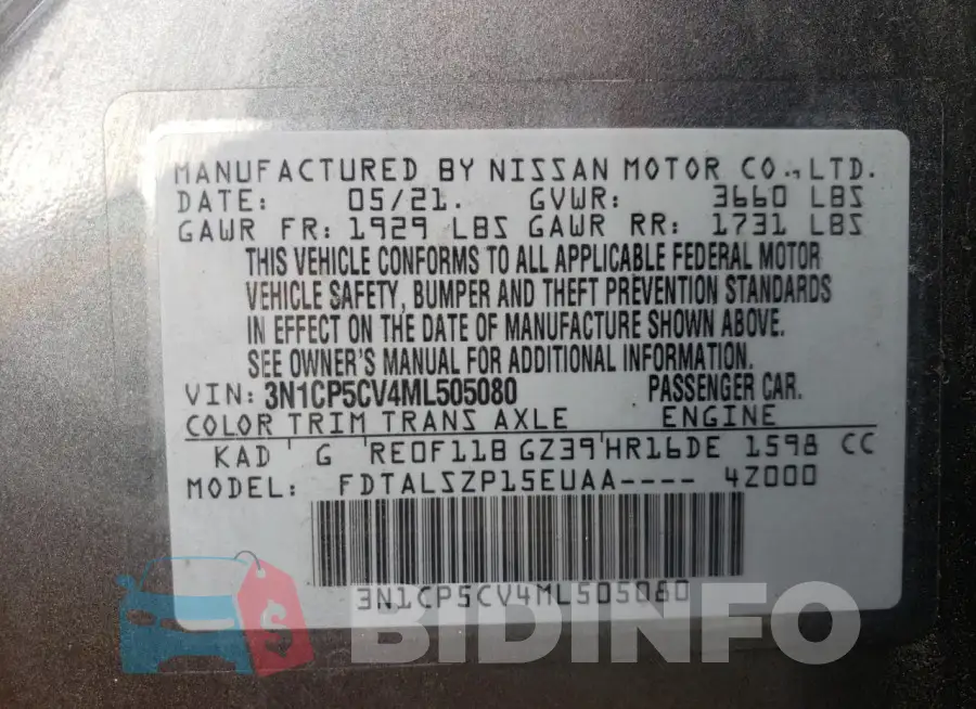 3N1CP5CV4ML505080 Photo# 13