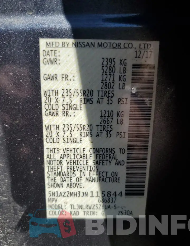 5N1AZ2MH3JN115844 Photo# 14
