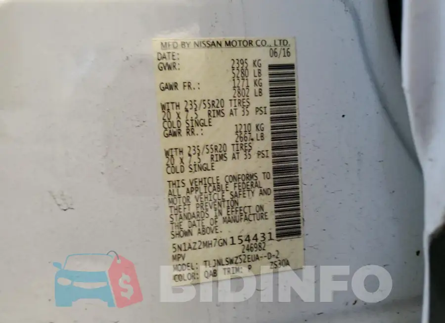 5N1AZ2MH7GN154431 Photo# 14