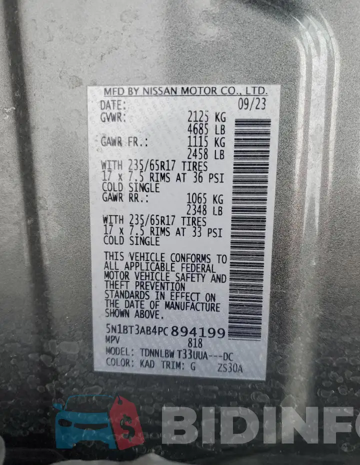 5N1BT3AB4PC894199 Photo# 14
