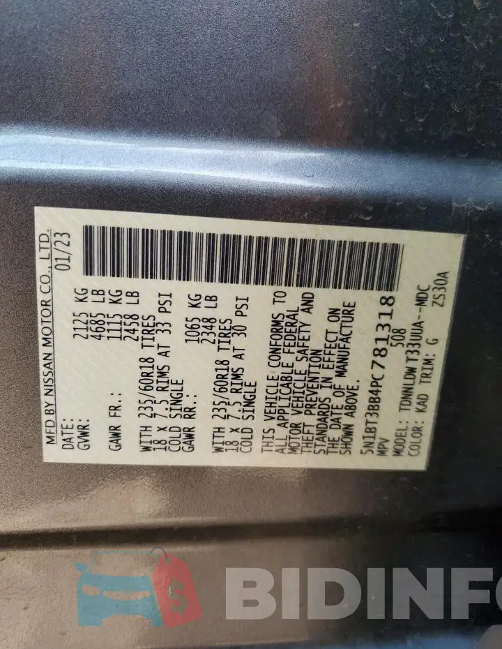 5N1BT3BB4PC781318 Photo# 14