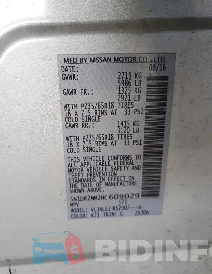 5N1DR2MM2HC609029 Photo# 14