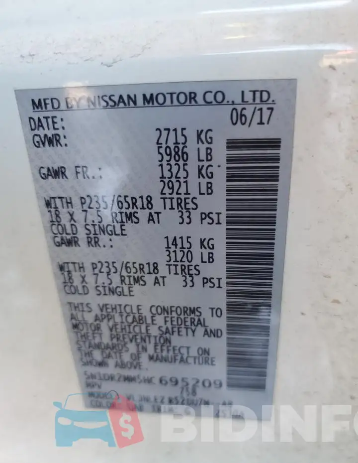 5N1DR2MM5HC695209 Photo# 13