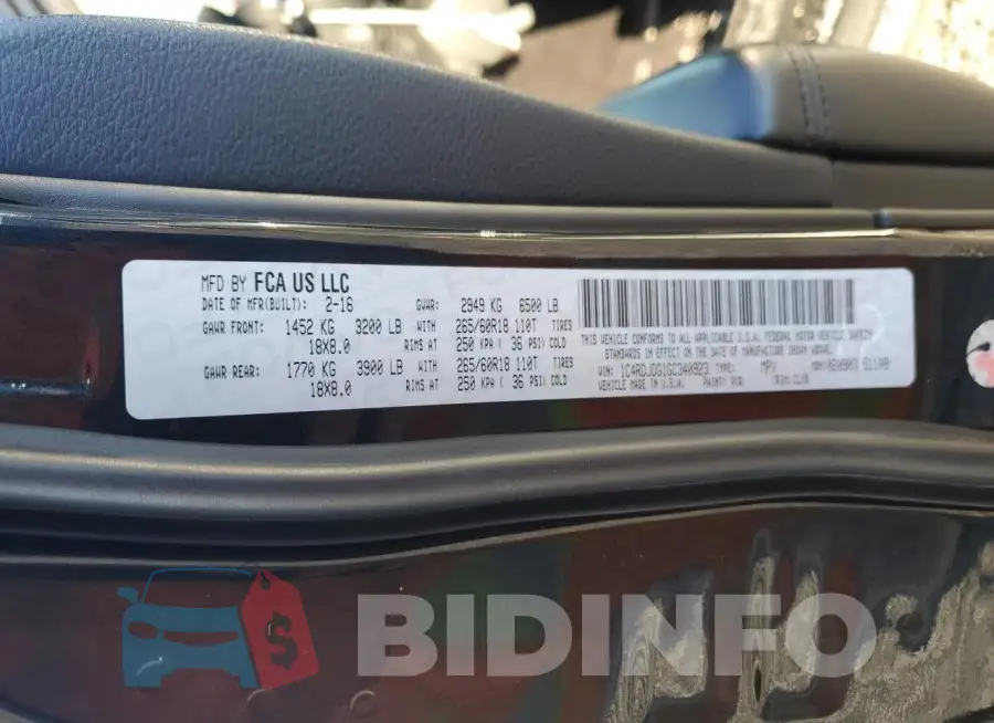 1C4RDJDG1GC340923 Photo# 13