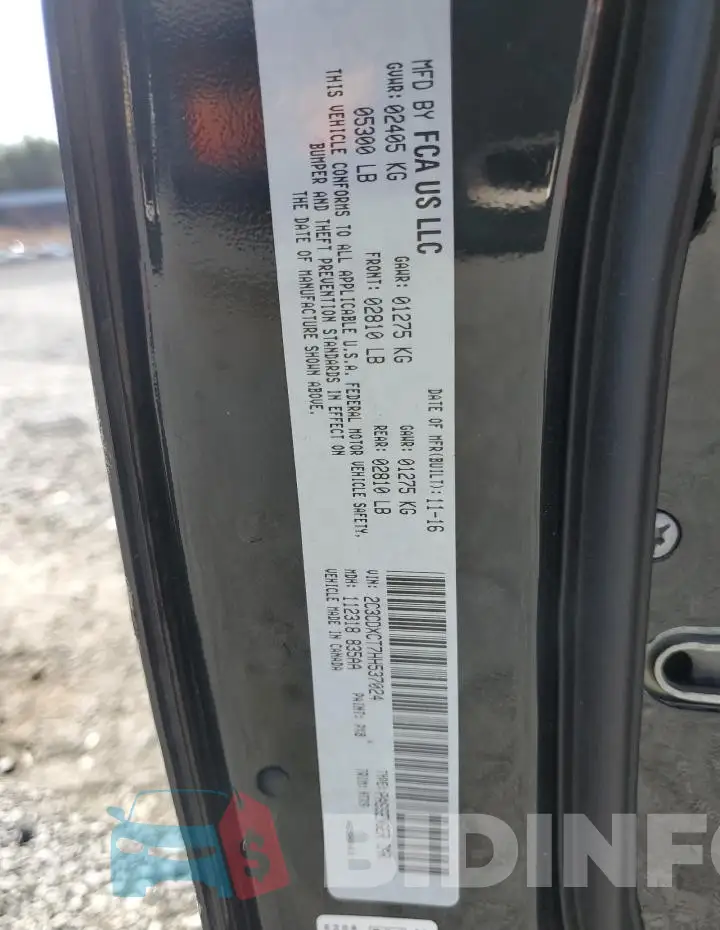 2C3CDXCT7HH537024 Photo# 12