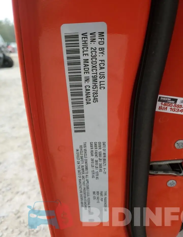 2C3CDXCT9MH578345 Photo# 13