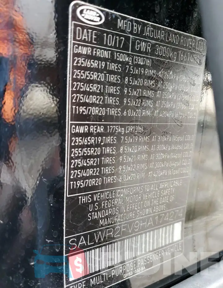 SALWR2FV9HA174274 Photo# 12