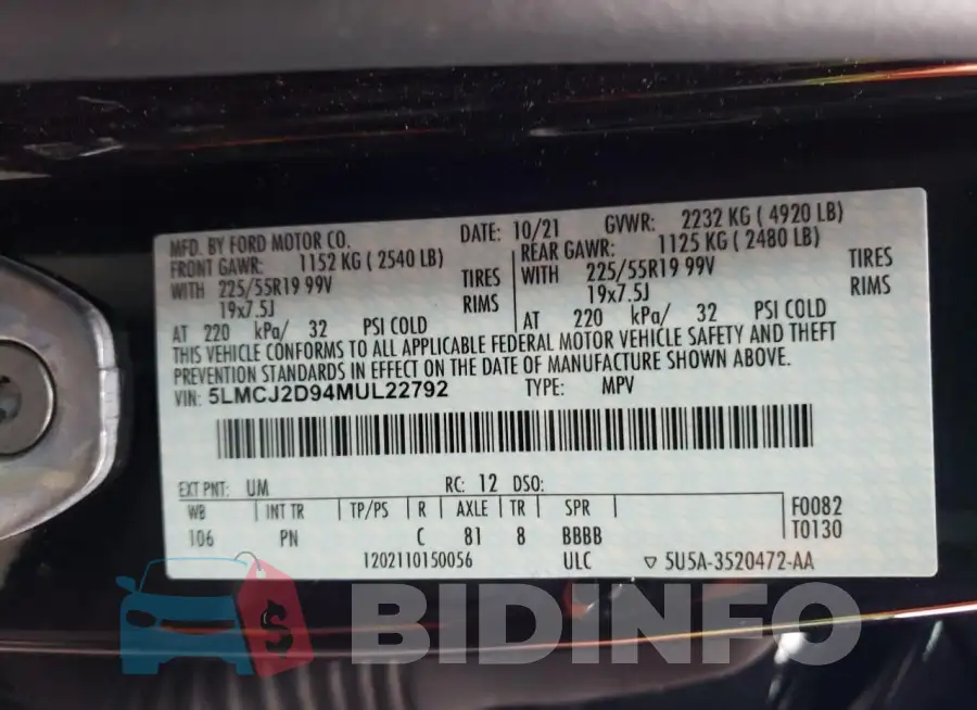 5LMCJ2D94MUL22792 Photo# 13
