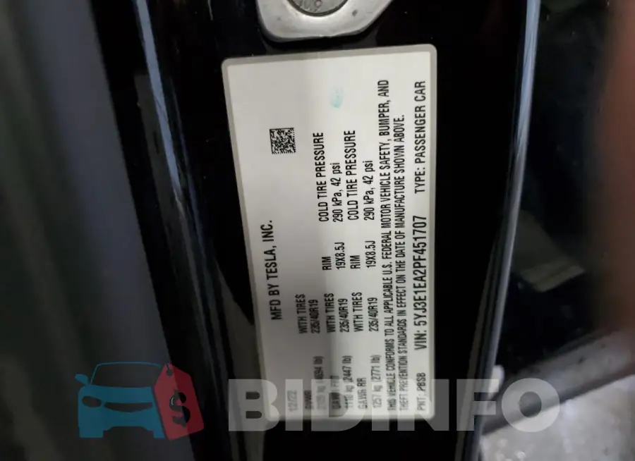 5YJ3E1EA2PF451707 Photo# 12