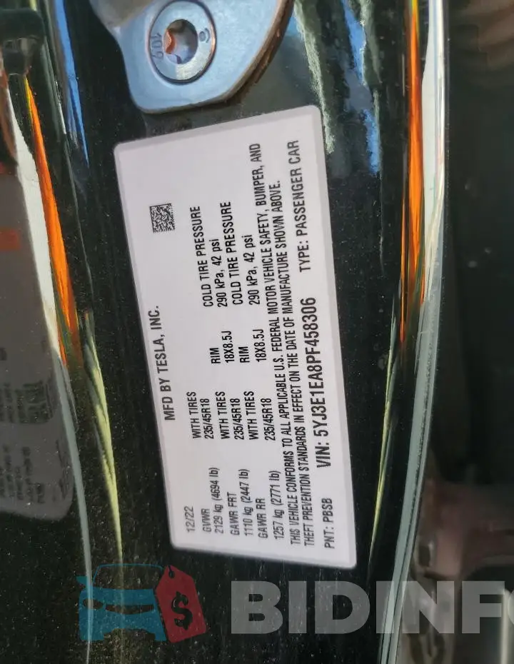 5YJ3E1EA8PF458306 Photo# 14