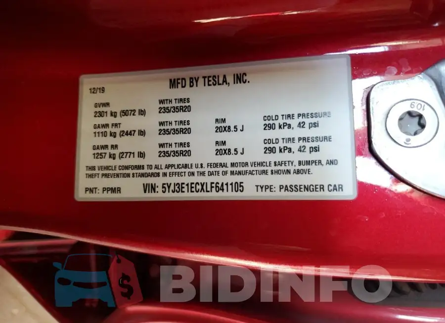 5YJ3E1ECXLF641105 Photo# 13