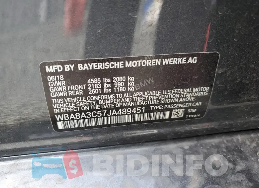 WBA8A3C57JA489451 Photo# 12