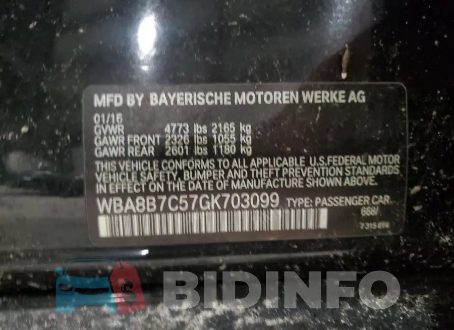 WBA8B7C57GK703099 Photo# 13