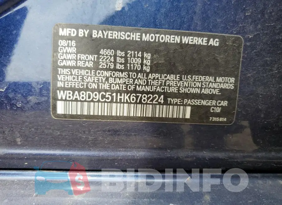 WBA8D9C51HK678224 Photo# 12
