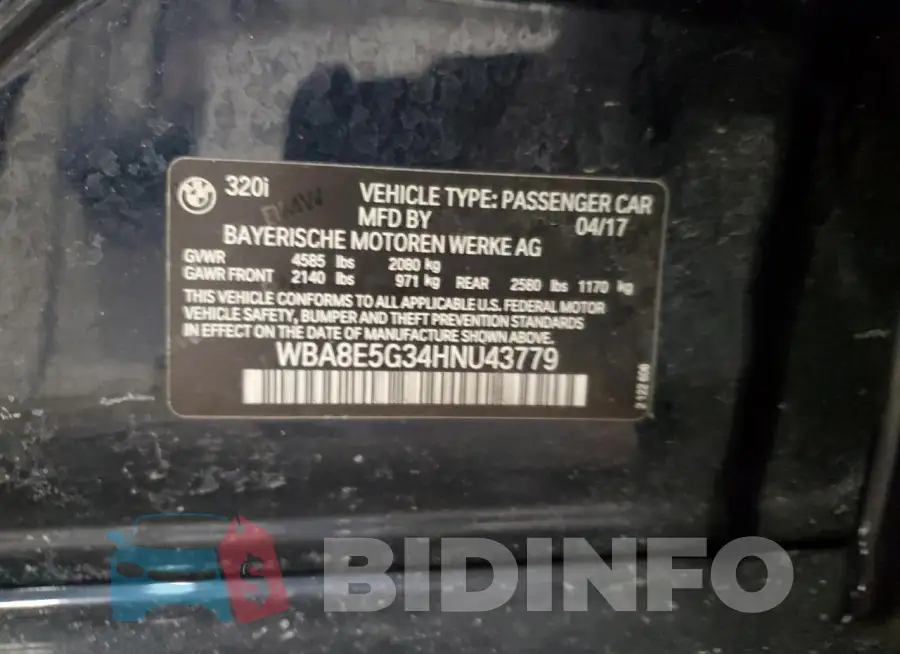 WBA8E5G34HNU43779 Photo# 12