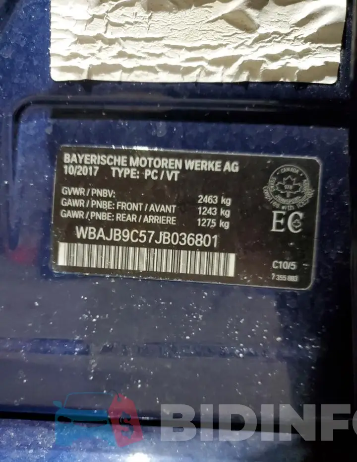 WBAJB9C57JB036801 Photo# 12