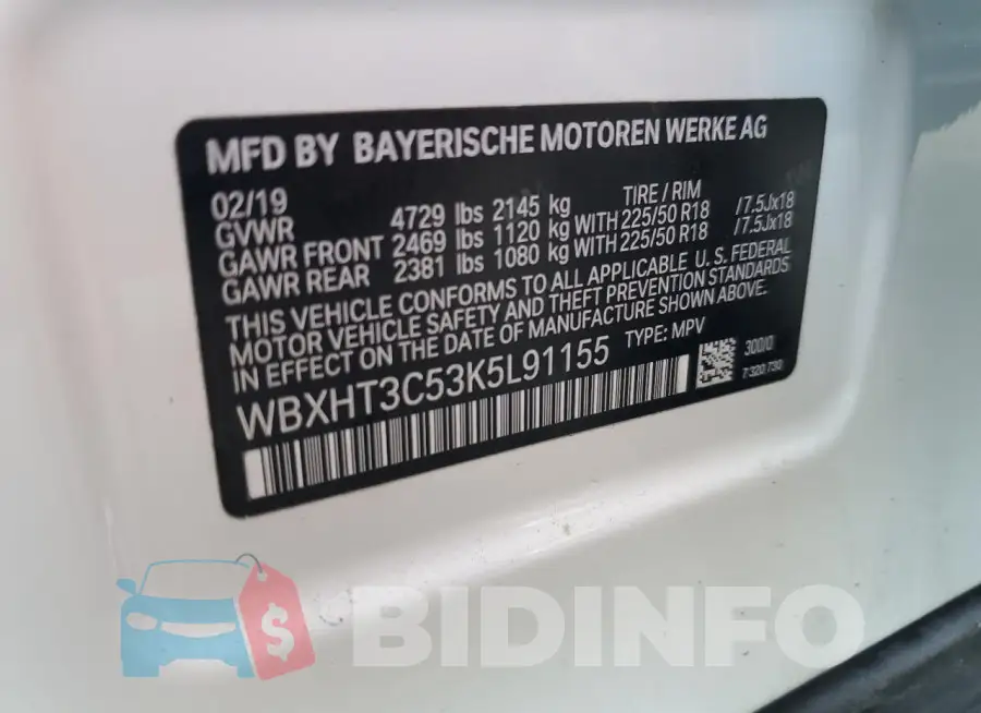 WBXHT3C53K5L91155 Photo# 13